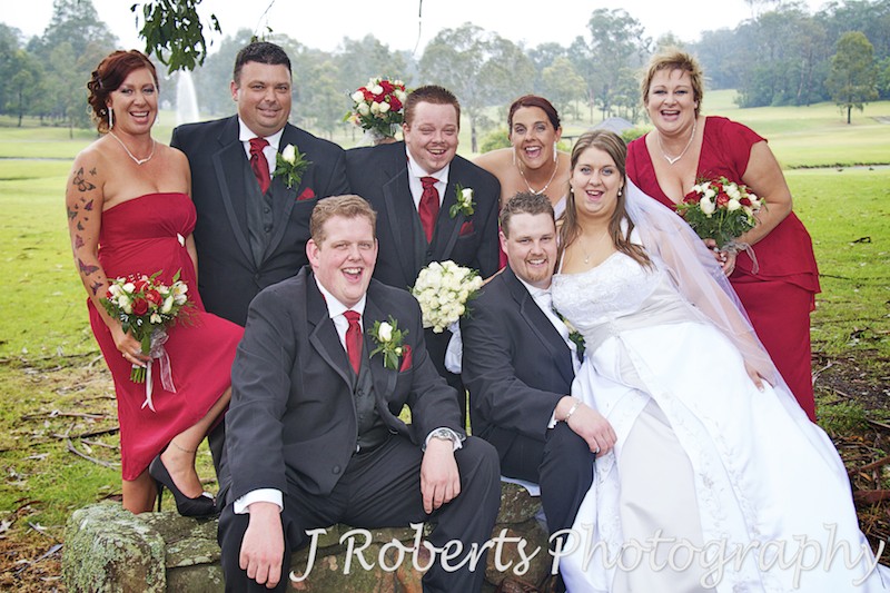 Bridal party laughing - wedding photography sydney